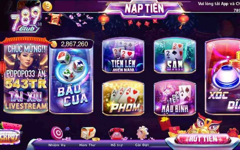 Chọn mục "nạp tiền"