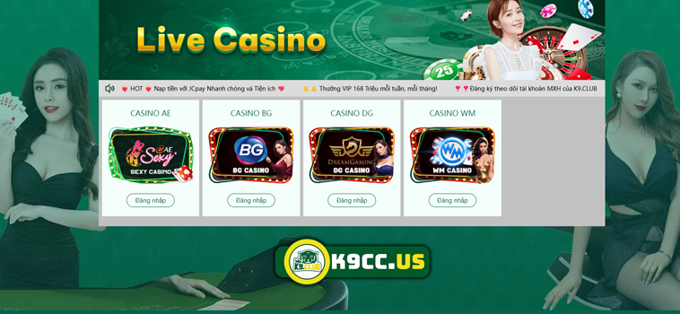 Các Sảnh Casino Tại K9CC